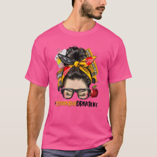 Camiseta Motorista de ônibus escolar Mensagem Bun Afro Hair