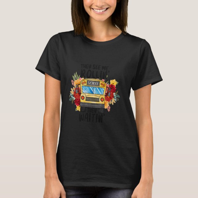 Camiseta Motorista de ônibus escolar que esperam (Frente)