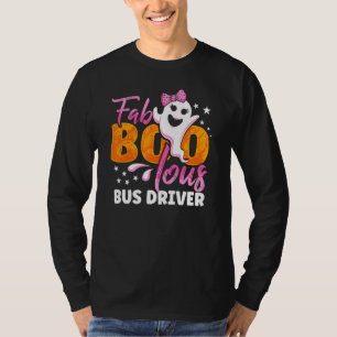 Camiseta Motorista de Ônibus Halloween Feminino Fab Boo Lou
