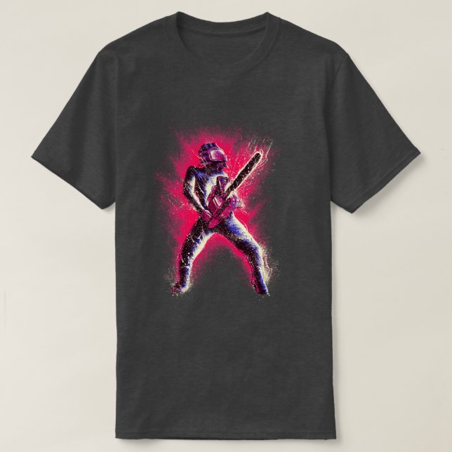 Camiseta motosserra rosa (Frente do Design)