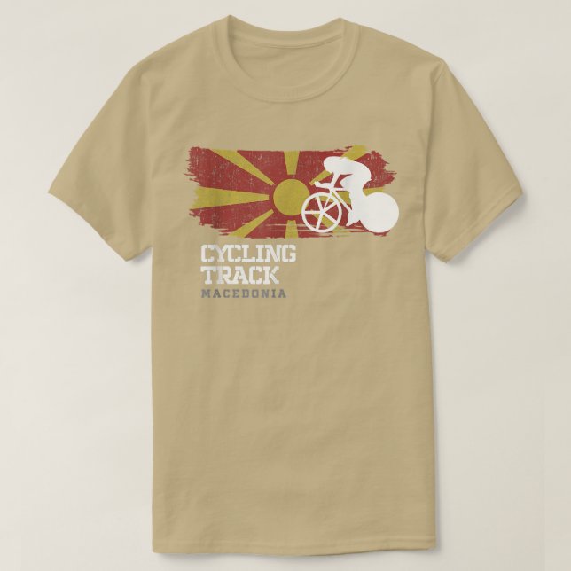 Camiseta Motovelocidade da bicicleta rodoviária da Macedôni (Frente do Design)