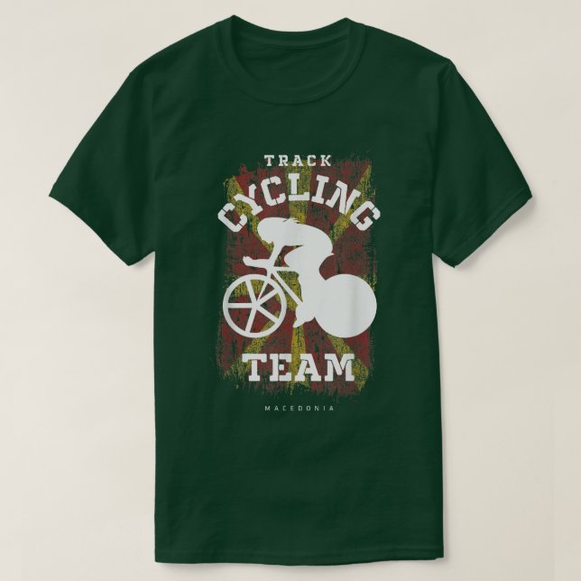 Camiseta Motovelocidade da bicicleta rodoviária da Macedôni (Frente do Design)