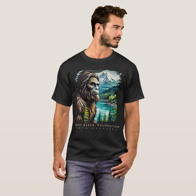 Camiseta Mount Baker Washington Sasquatch Cênico (Frente Completa)