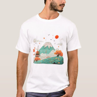 Camiseta Mount Fuji & Rising Sun Graphic
