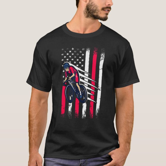 Camiseta Mountain Bike American Flag 4 De Julho Mtb Rider (Frente)