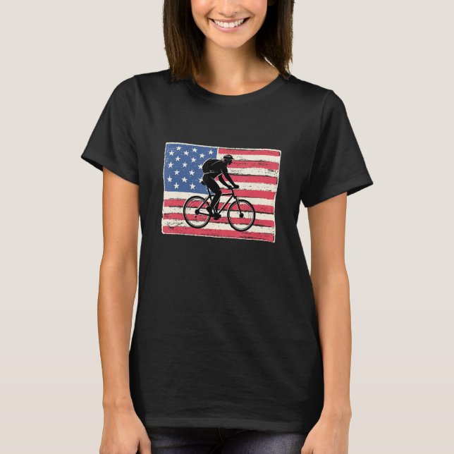 Camiseta Mountain bike for men gift mtb american flag patri (Frente)