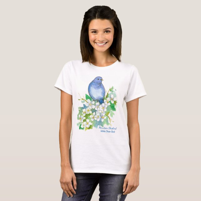 Camiseta Mountain Bluebird Idaho State Pássaro (Frente Completa)