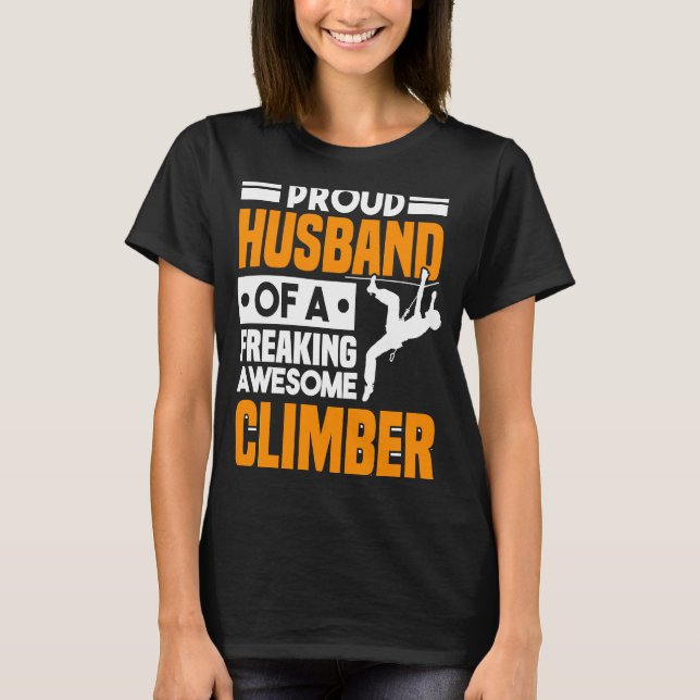 Camiseta Mountain Climbing Rock Climb Climber Husband  3 (Frente)