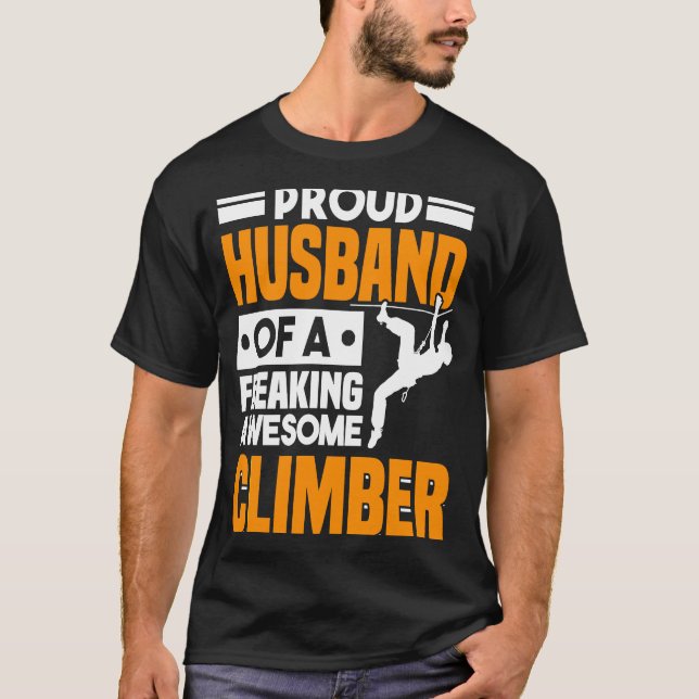 Camiseta Mountain Climbing Rock Climb Climber Husband  3 (Frente)