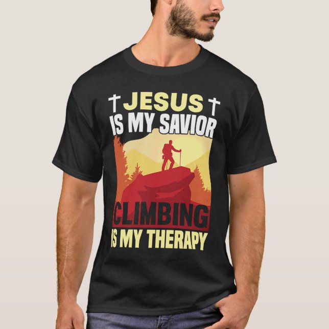Camiseta Mountain Climbing Rock Climb Jesus Climber (Frente)
