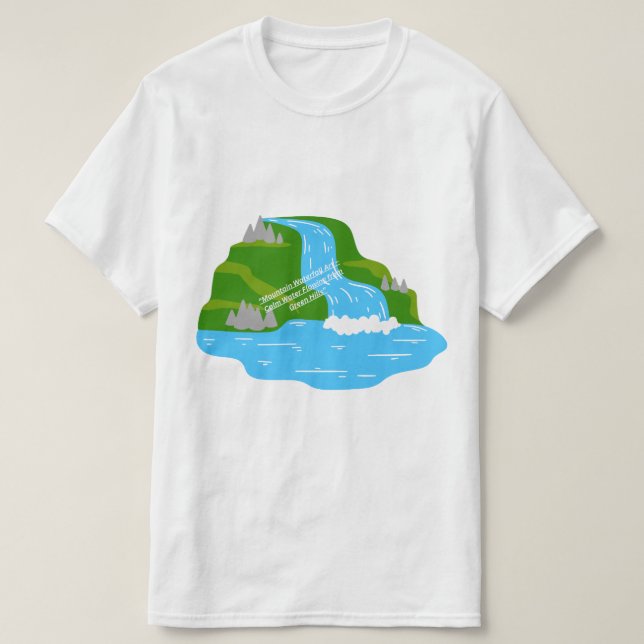 Camiseta Mountain Waterfall Art – Peaceful Nature  (Frente do Design)