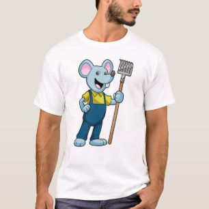 Camiseta Mouse as Farmer with Rake