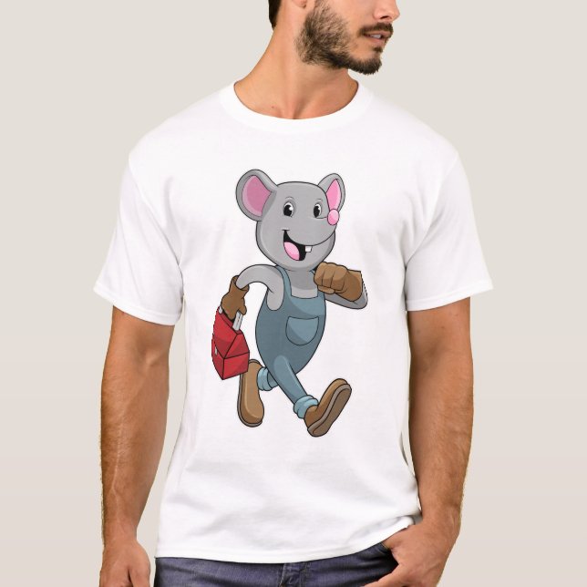 Camiseta Mouse como Handyman com Toolbox (Frente)