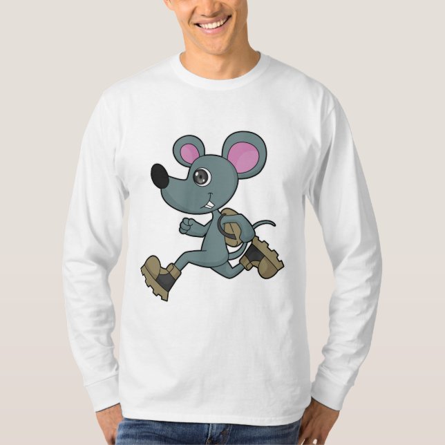 Camiseta Mouse como Runner com Backpack (Frente)
