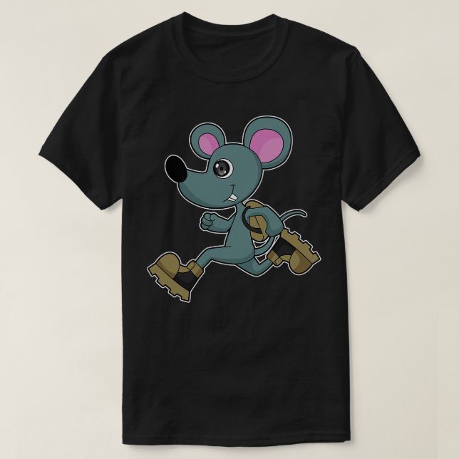 Camiseta Mouse como Runner com Backpack (Frente do Design)