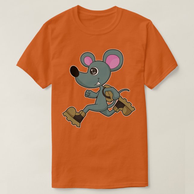 Camiseta Mouse como Runner com Backpack (Frente do Design)