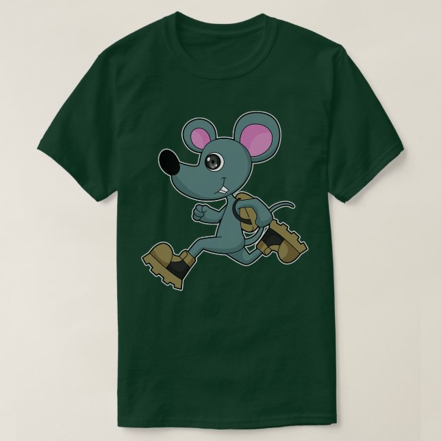 Camiseta Mouse como Runner com Backpack (Frente do Design)