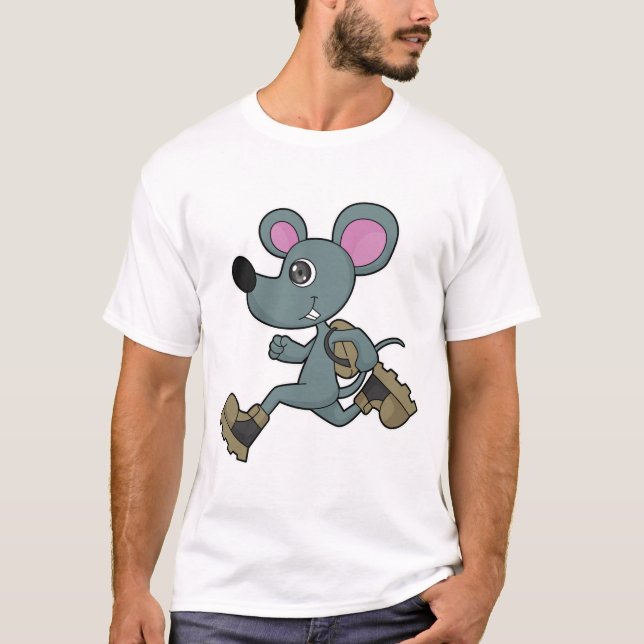 Camiseta Mouse como Runner com Backpack (Frente)