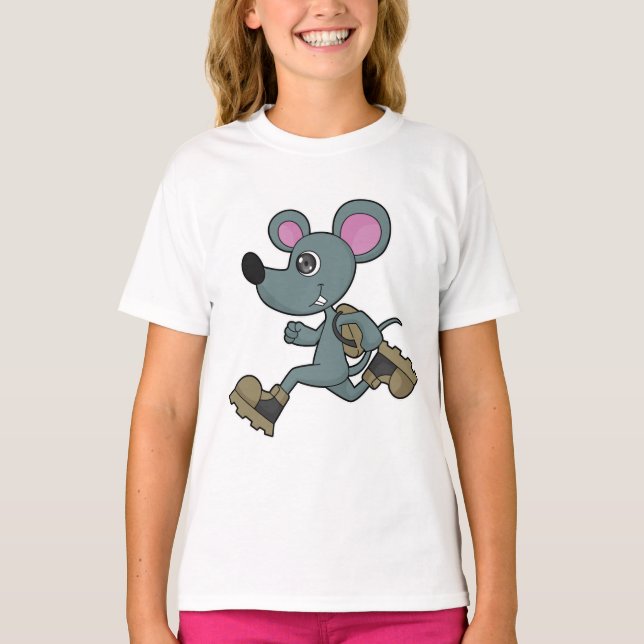 Camiseta Mouse como Runner com Backpack (Frente)