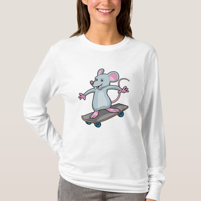 Camiseta Mouse como skater com skate (Frente)