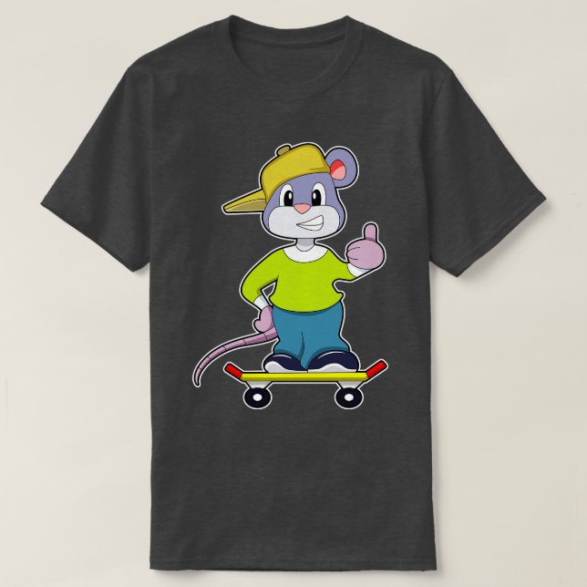 Camiseta Mouse como skater com skate (Frente do Design)