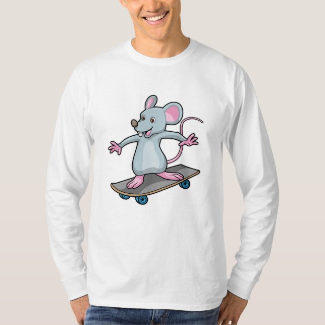 Camiseta Mouse como skater com skate (Frente)