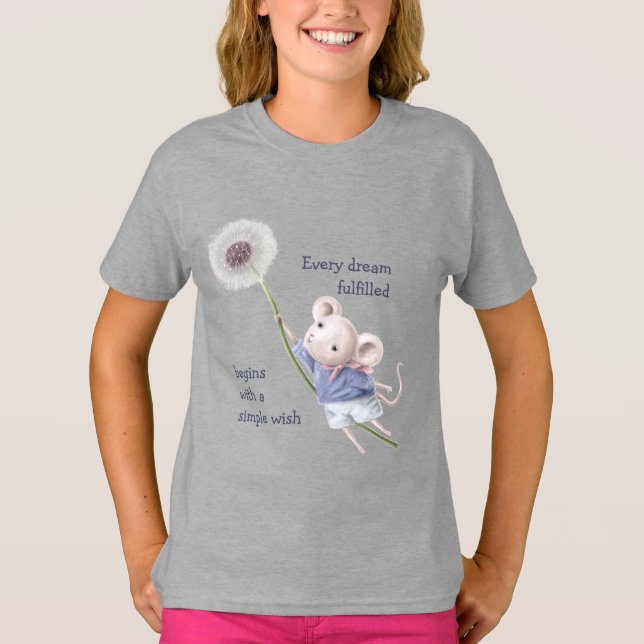 Camiseta Mouse Dandelion Todo Sonho Simples Deseje T-Shirt (Frente)