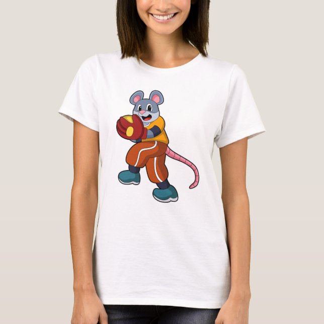 Camiseta Mouse no Baseball com luva de baseball (Frente)