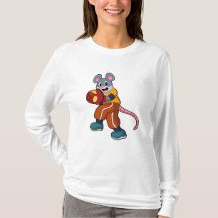 Camiseta Mouse no Baseball com luva de baseball