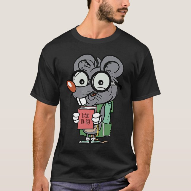 Camiseta mouse rat reading book (Frente)