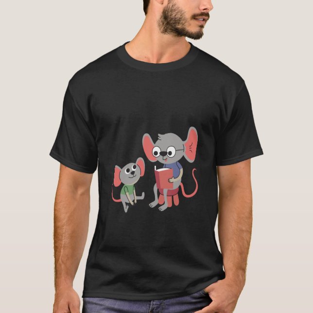 Camiseta mouse rat reading learning (Frente)