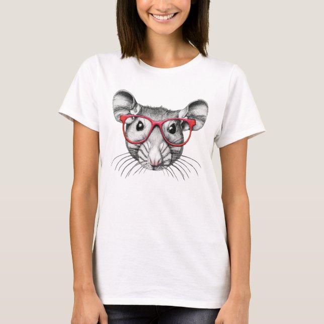 Camiseta Mouse vestindo óculos, ratos amam T-Shirt (Frente)