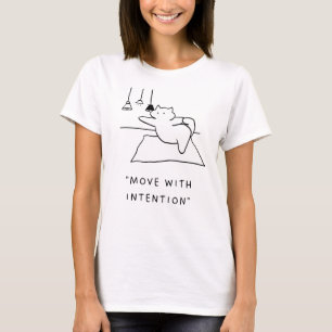 Camiseta Mover com Intenção Ilustração de Gato de Yoga
