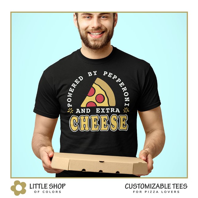 Camiseta Movido por Amantes de Pizza de Pepperoni e Queijo (Criador carregado)
