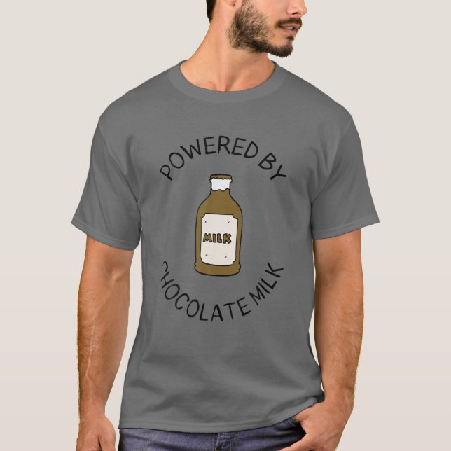 Camiseta Movido Por Chocolate Leite Engraçado Homens Mulher (Frente)