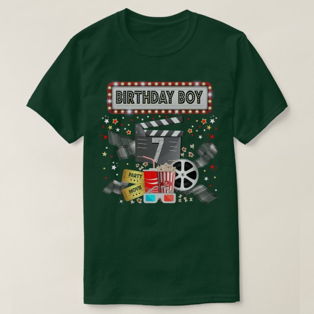 Camiseta Movie Night Birthday Party Pajama Slumber Popcorn  (Frente do Design)