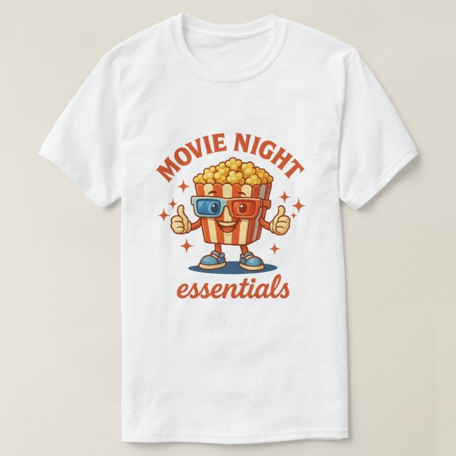 Camiseta Movie Night Essentials - Cartoon de Pipoca Diverti (Frente do Design)