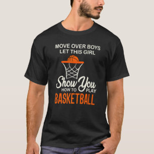 Camiseta Movimentação Sobre Meninas Mostra Como Jogar Baske