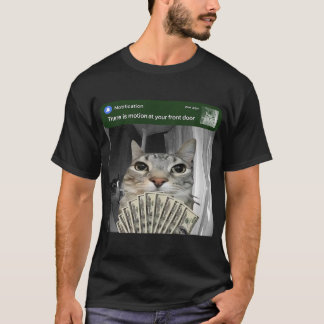 Camiseta Movimento Detectado na Porta Frontal Meme de Gato