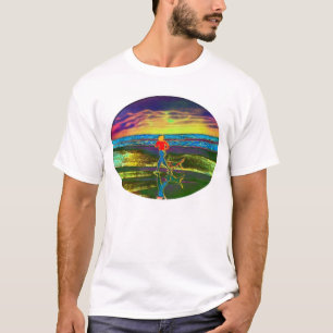 Camiseta Movimento do por do sol com um cão…