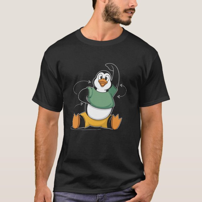 Camiseta Movimentos Divertidos de Alongamento de Pinguim Gi (Frente)