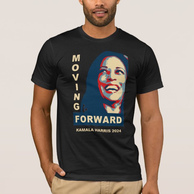 Camiseta MOVING FORWARD Kamala Harris para o Presidente 202 (Frente)