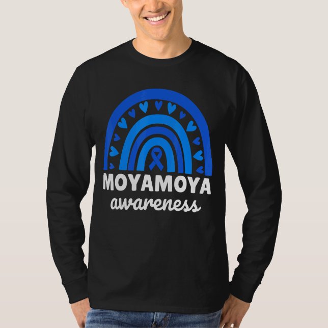 Camiseta Moyamoya Consciência Azul Arco-Íris Doença de Moya (Frente)