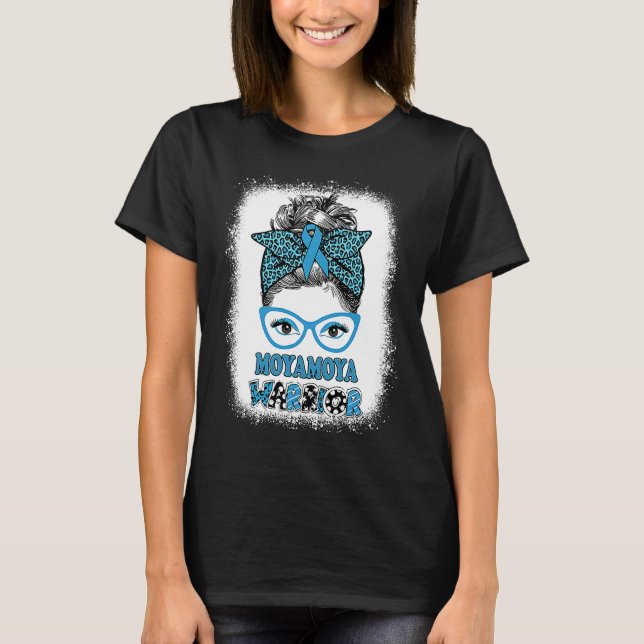 Camiseta Moyamoya Disease Awareness Messy Bun Blue Ribbon W (Frente)