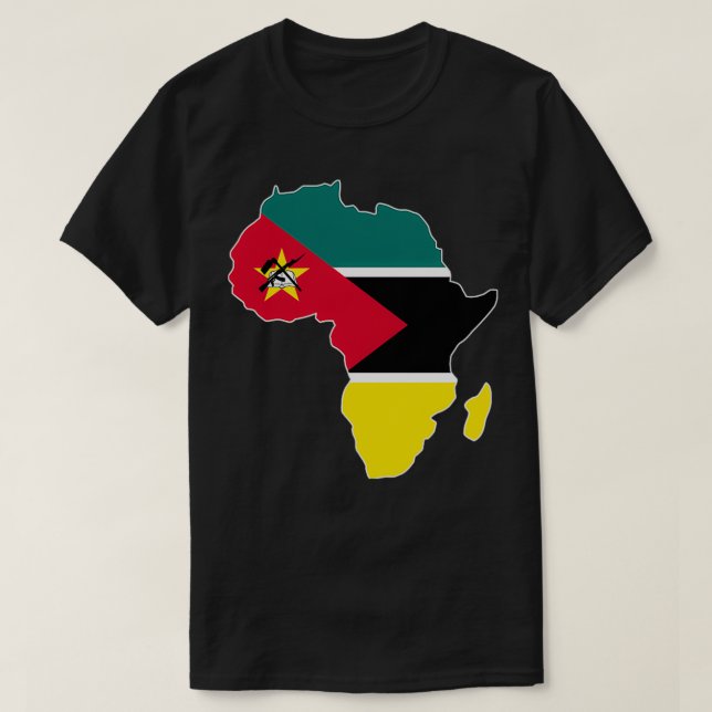Camiseta Mozambique Flag clipped inside Africa Map (Frente do Design)