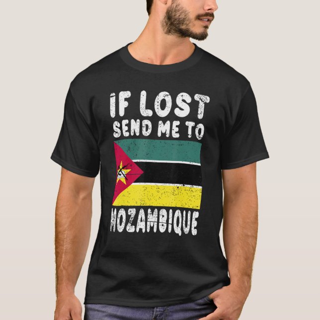 Camiseta Mozambique Flag Souvenir  If lost send me to Mozam (Frente)
