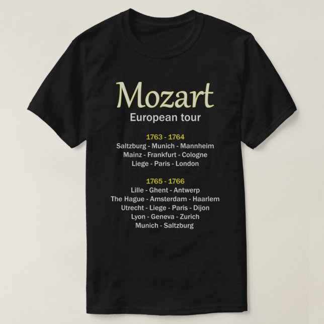 Camiseta Mozart European Tour Merchandise Classic T-Shirt (Frente do Design)