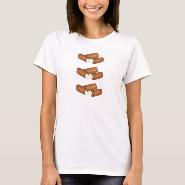 Camiseta Mozzarella Fried Sticks Queijos Comidas (Frente)