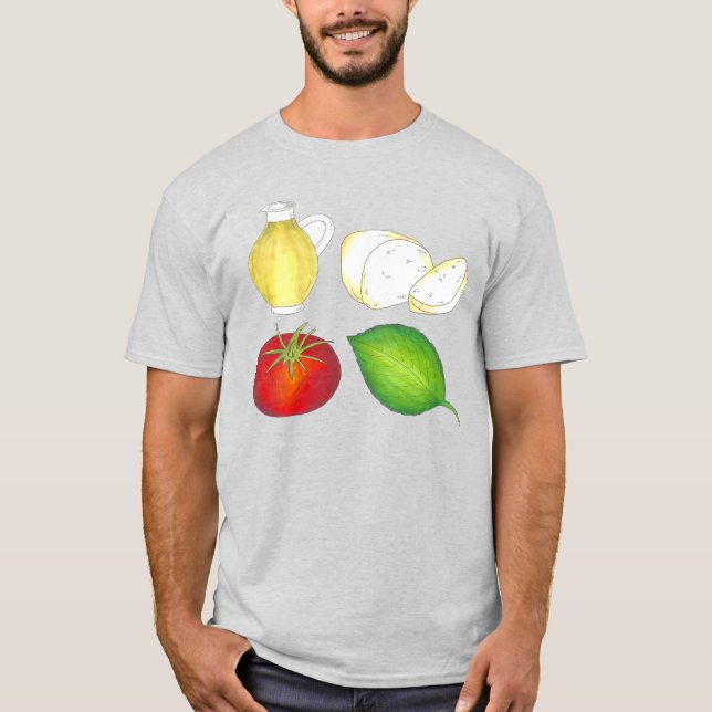 Camiseta Mozzarella Tomato Basil Olive Oil Tee Comida itali (Frente)