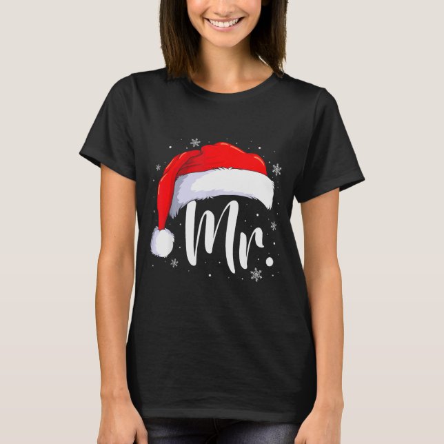 Camiseta Mr And Mrs Claus Couples Matching Christmas Pajama (Frente)